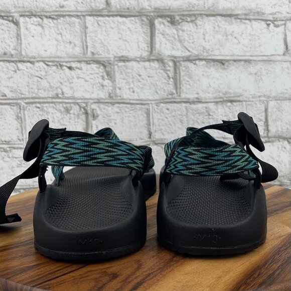 Chaco Z/Cloud  Mens Sz. 13 Strappy Green Blue Adjustable Hiking Sandals JCH10868 main image 9